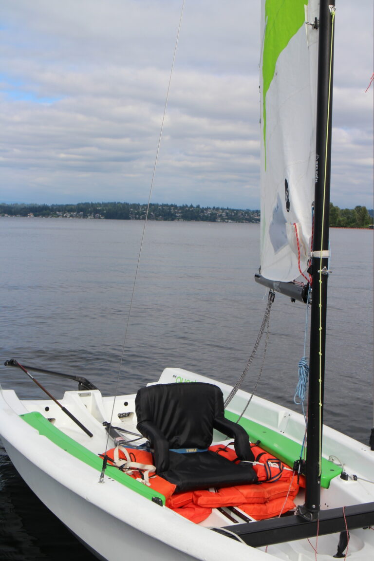 It's possible to add or modify seating on an RS Quest sailboat for adaptive use.